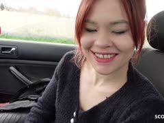 Deutsche rothaarige Lizzy Rose zum deutschen Casting mit genommen